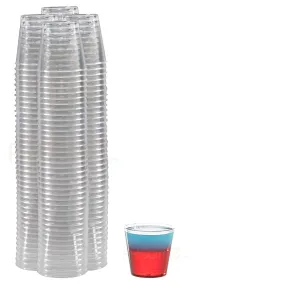 100 Pack 1oz Clear Plastic Shot Glasses - Disposable Shot Glasses, Mini Plastic
