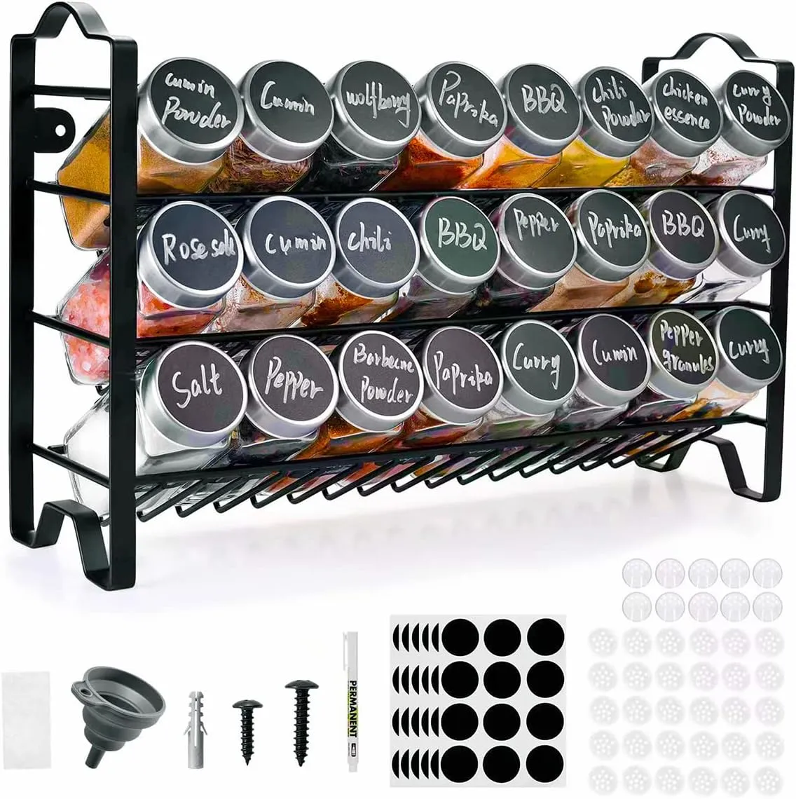 12 Round Spice Jars, 4 oz Seasoning Containers with Airtight Stainless Steel Caps and Shaker lids,Round Seasoning Containers and Spices Container Set.…