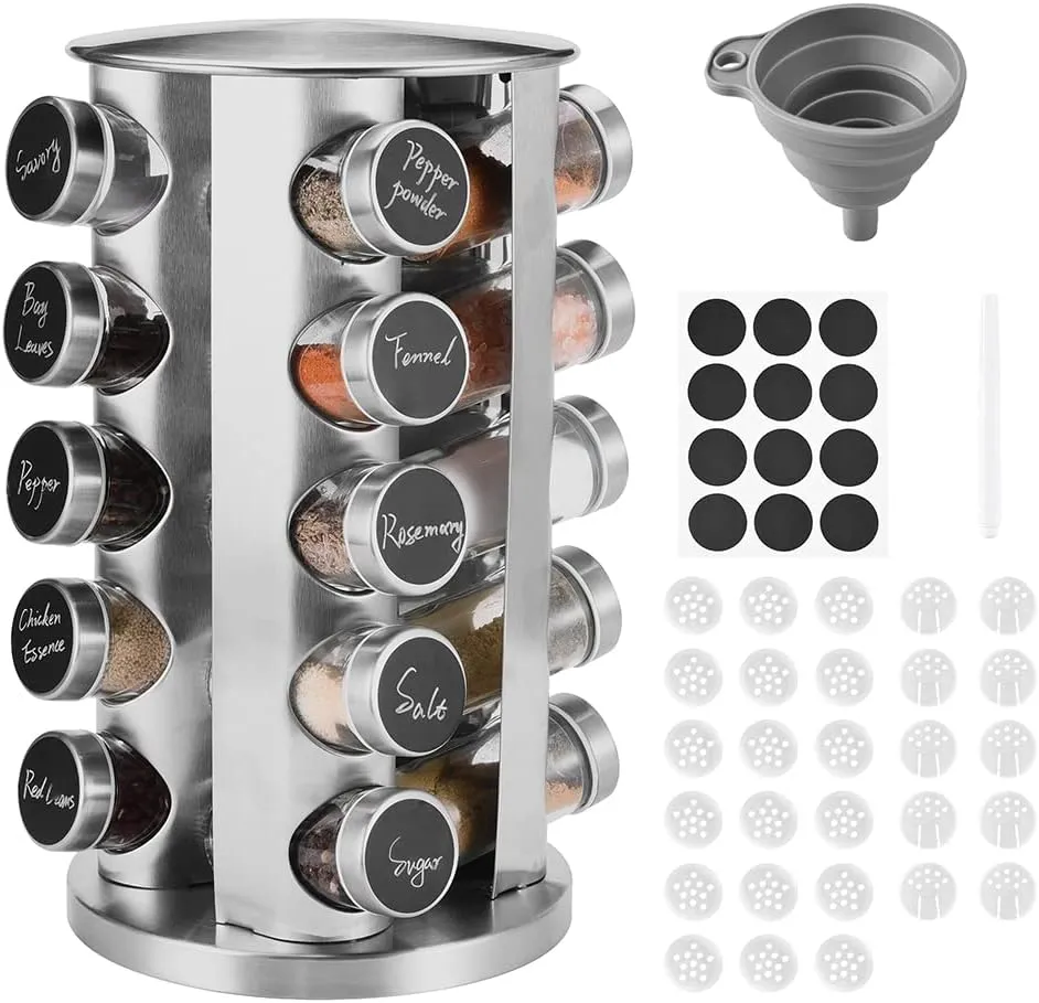 12 Round Spice Jars, 4 oz Seasoning Containers with Airtight Stainless Steel Caps and Shaker lids,Round Seasoning Containers and Spices Container Set.…