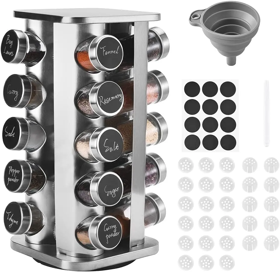 12 Round Spice Jars, 4 oz Seasoning Containers with Airtight Stainless Steel Caps and Shaker lids,Round Seasoning Containers and Spices Container Set.…