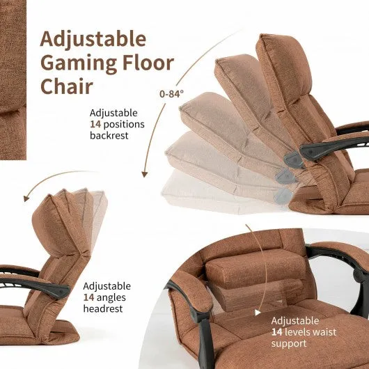 14-Position Floor Chair Lazy Sofa with Adjustable Back Headrest Waist-Coffee