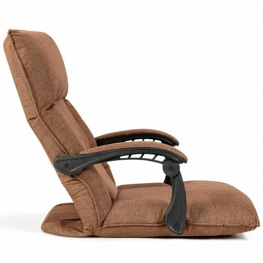 14-Position Floor Chair Lazy Sofa with Adjustable Back Headrest Waist-Coffee
