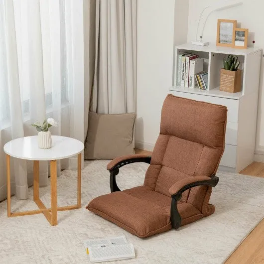 14-Position Floor Chair Lazy Sofa with Adjustable Back Headrest Waist-Coffee