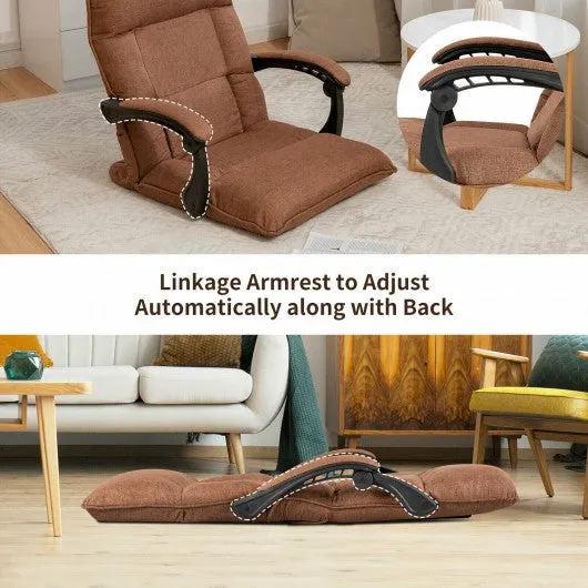 14-Position Floor Chair Lazy Sofa with Adjustable Back Headrest Waist-Coffee