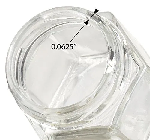 1.5 oz / 45 ml Glass Hexagon Jar in Clear with Gold Metal Plastisol Lid (6 Pack)