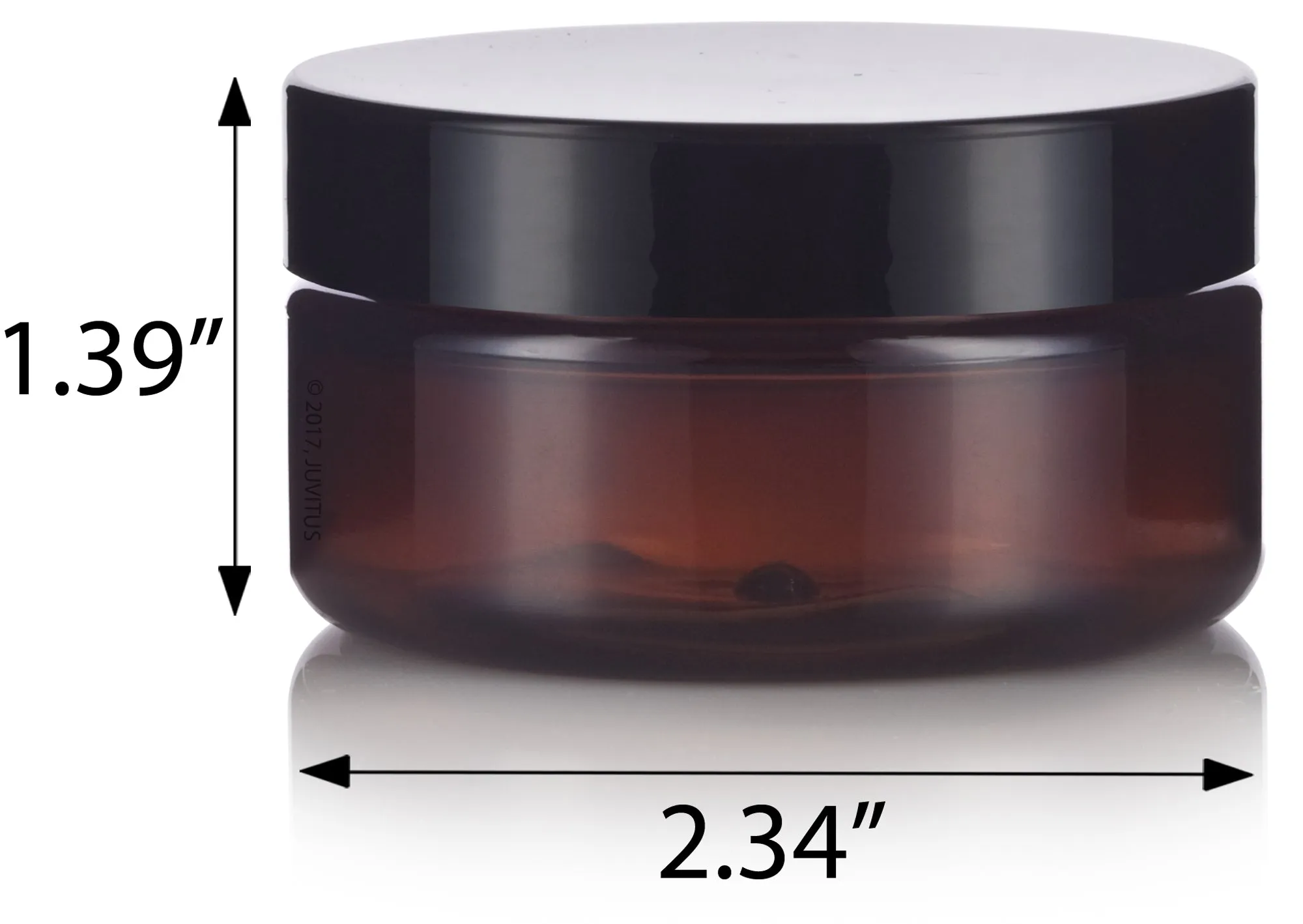 2 oz Amber Plastic Low Profile Jar in with Black Foam Lined Lid (12 Pack)