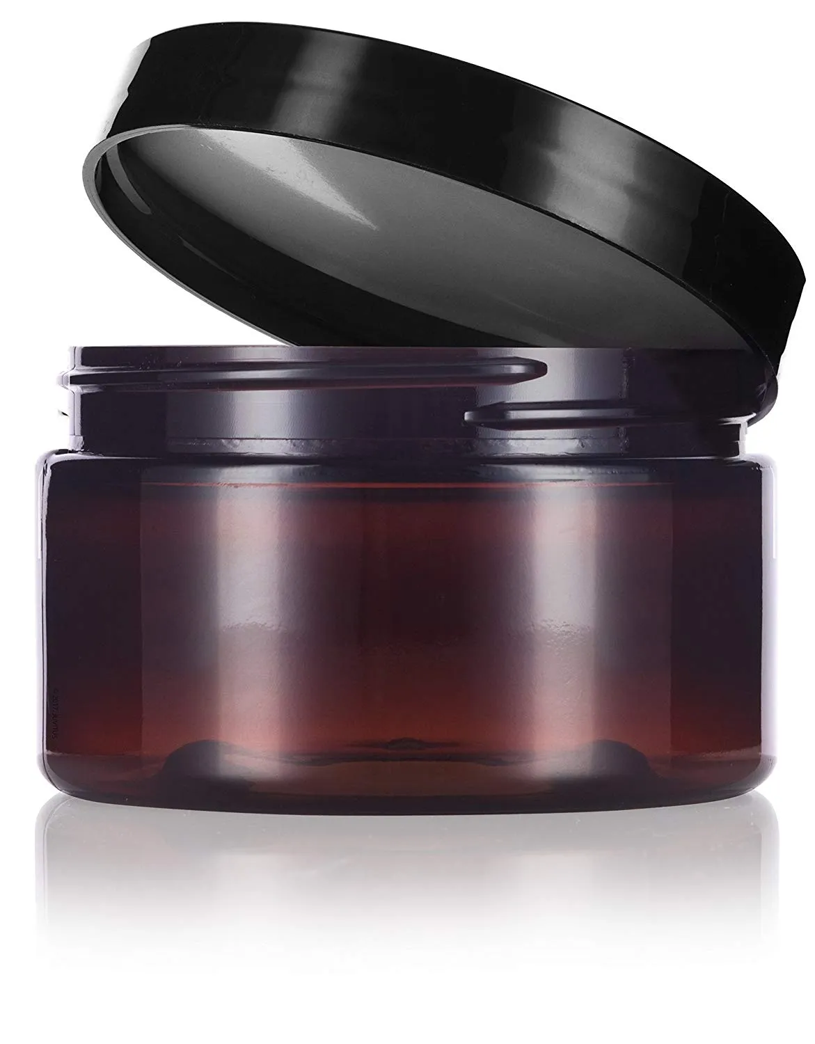 2 oz Amber Plastic Low Profile Jar in with Black Foam Lined Lid (12 Pack)