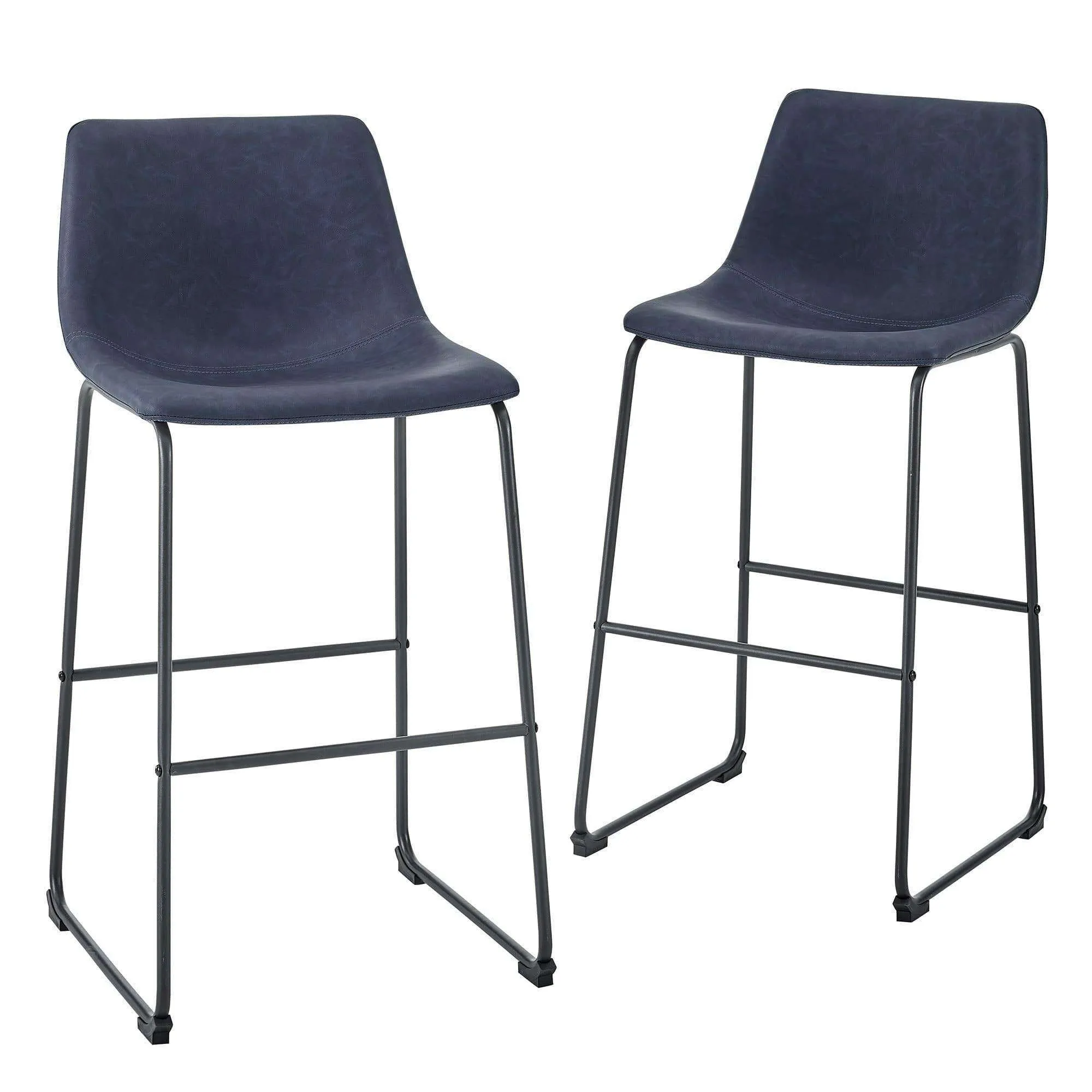30" Industrial Faux Leather Barstools - Comfortable Seating Set for Urban Style Kitchens & Bars