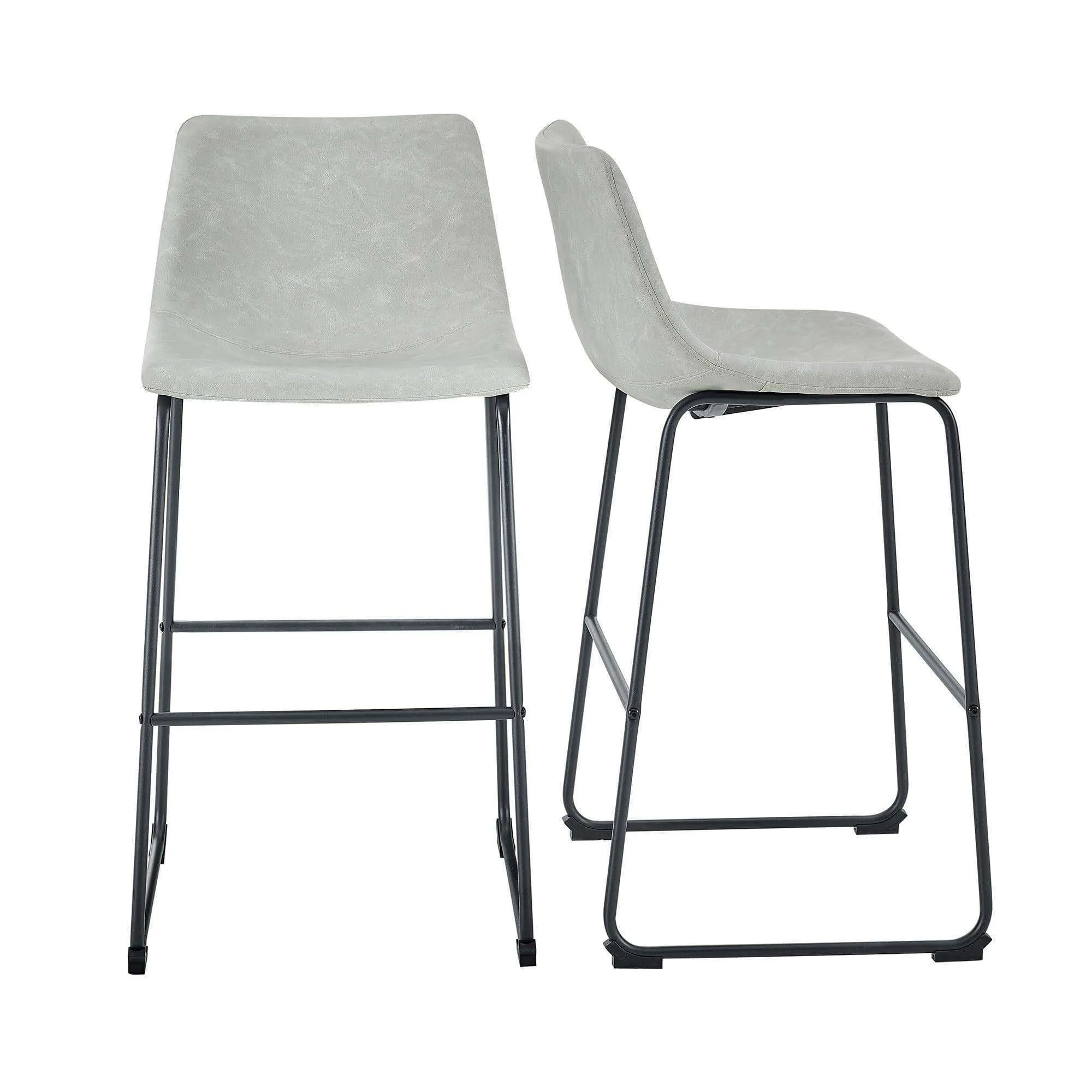 30" Industrial Faux Leather Barstools - Comfortable Seating Set for Urban Style Kitchens & Bars