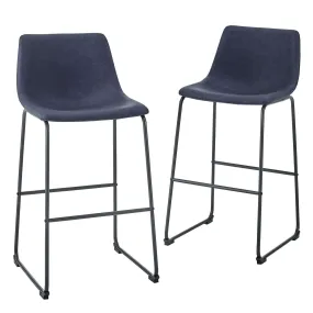 30" Industrial Faux Leather Barstools - Comfortable Seating Set for Urban Style Kitchens & Bars