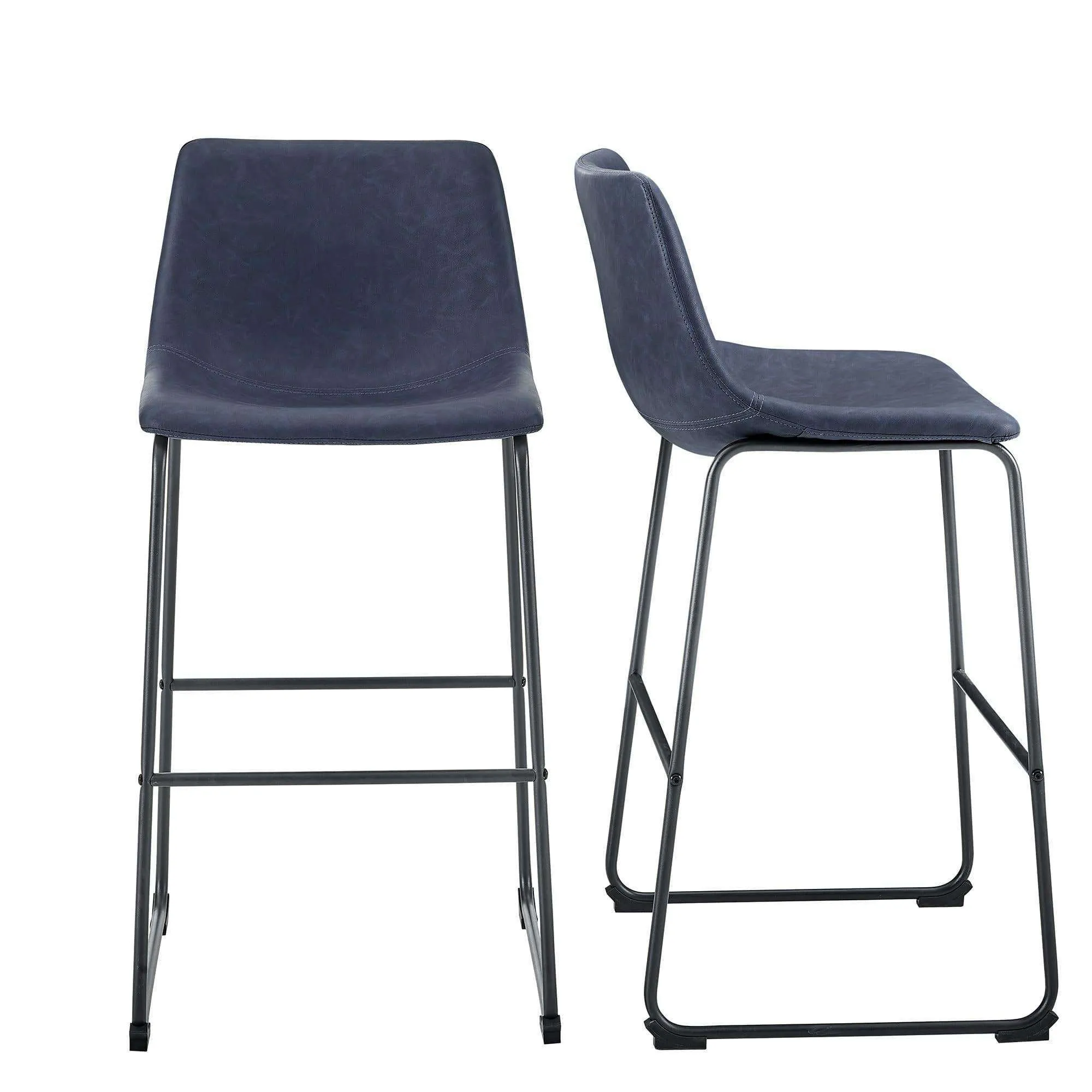30" Industrial Faux Leather Barstools - Comfortable Seating Set for Urban Style Kitchens & Bars