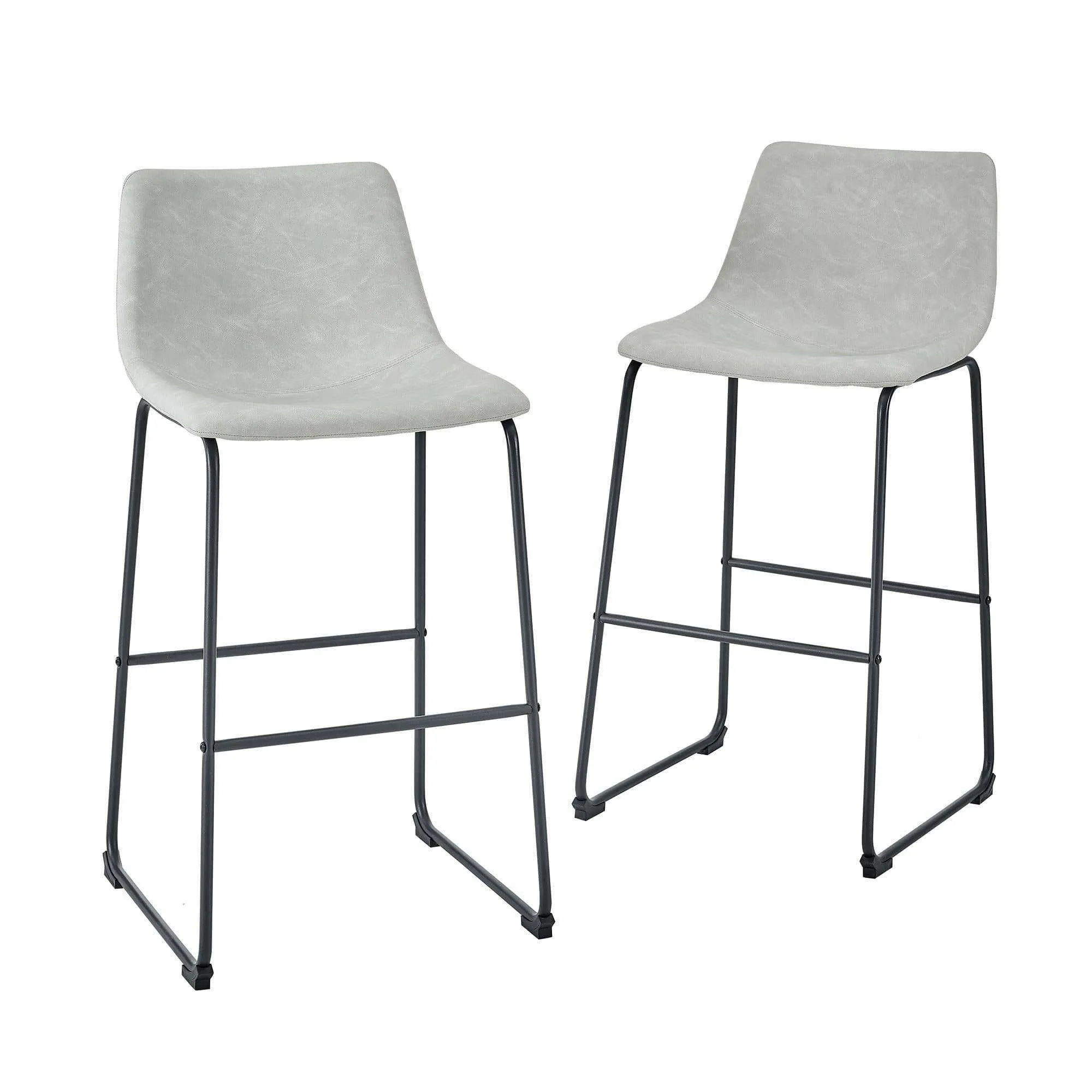 30" Industrial Faux Leather Barstools - Comfortable Seating Set for Urban Style Kitchens & Bars