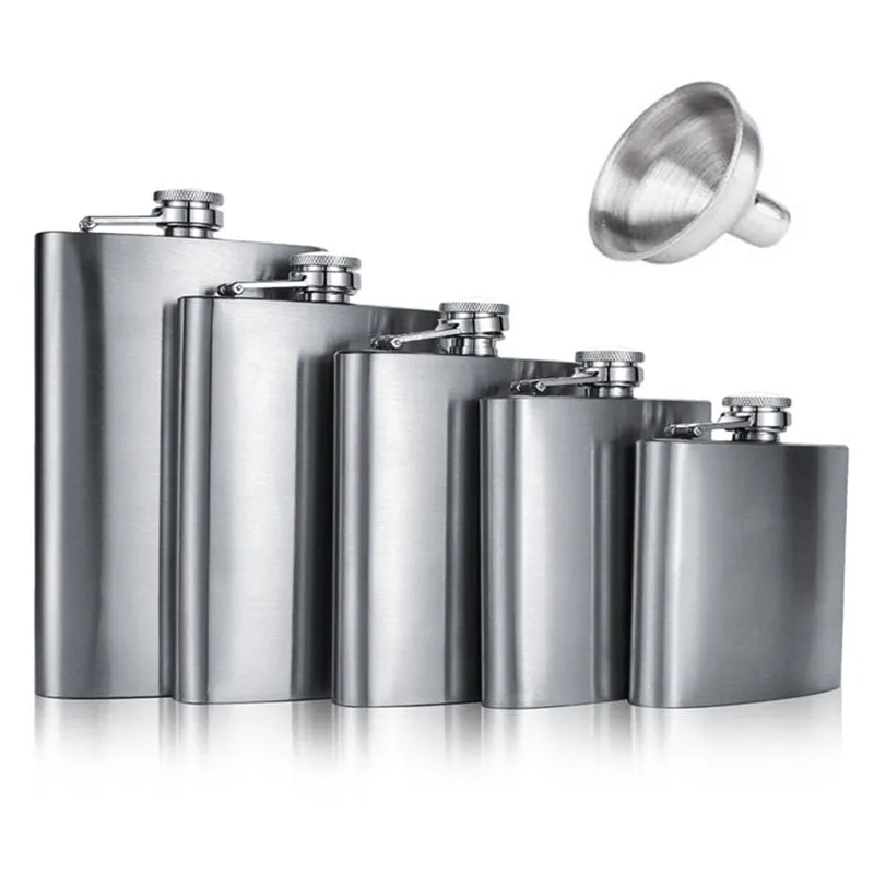 4 5 6 7 8 9 10 18 OZ Stainless Steel Hip Flask with Funnel Liquor Whisky Outdoor Portable Pocket Flasks Alcohol Bottle heupfles