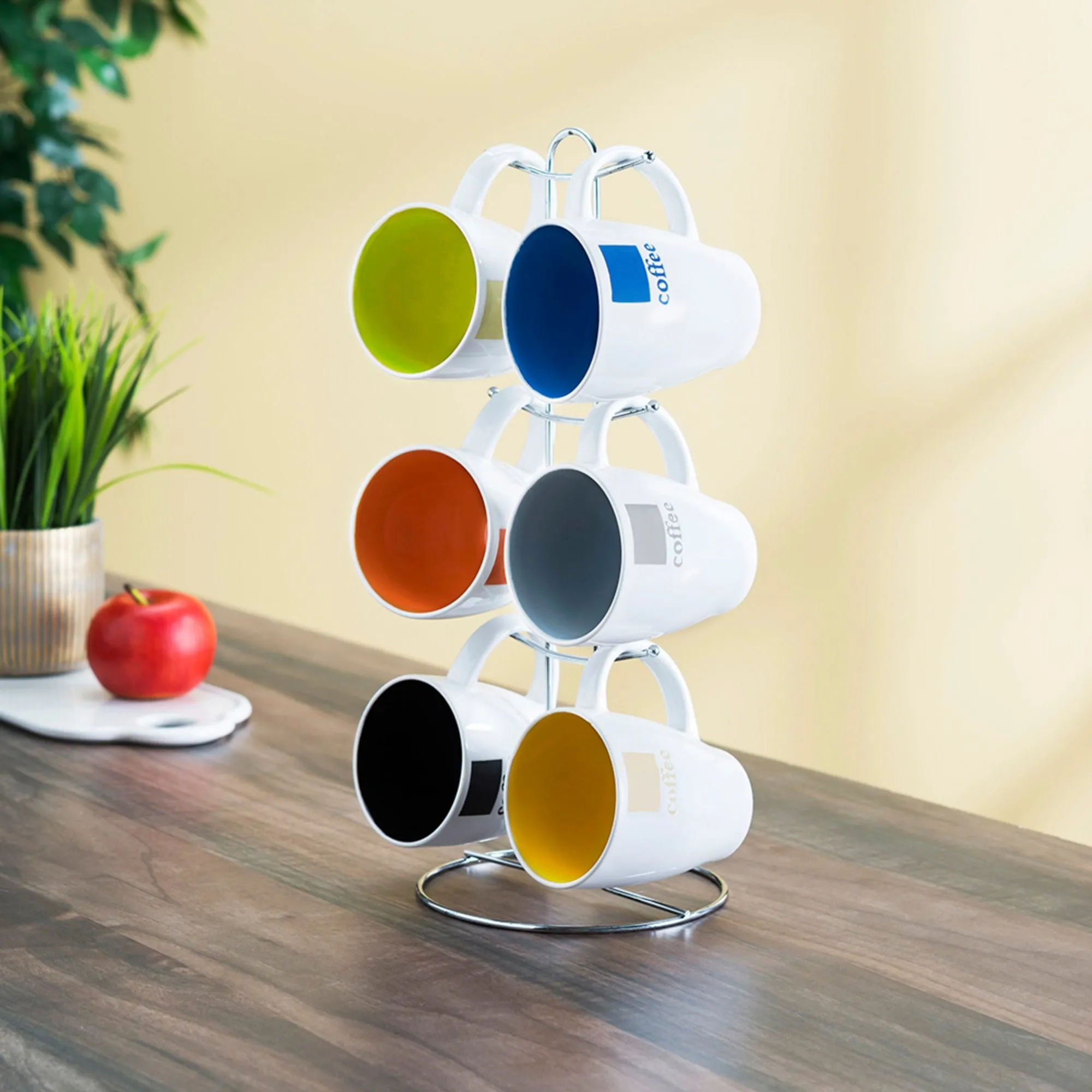 6 Piece Mug Set with Stand