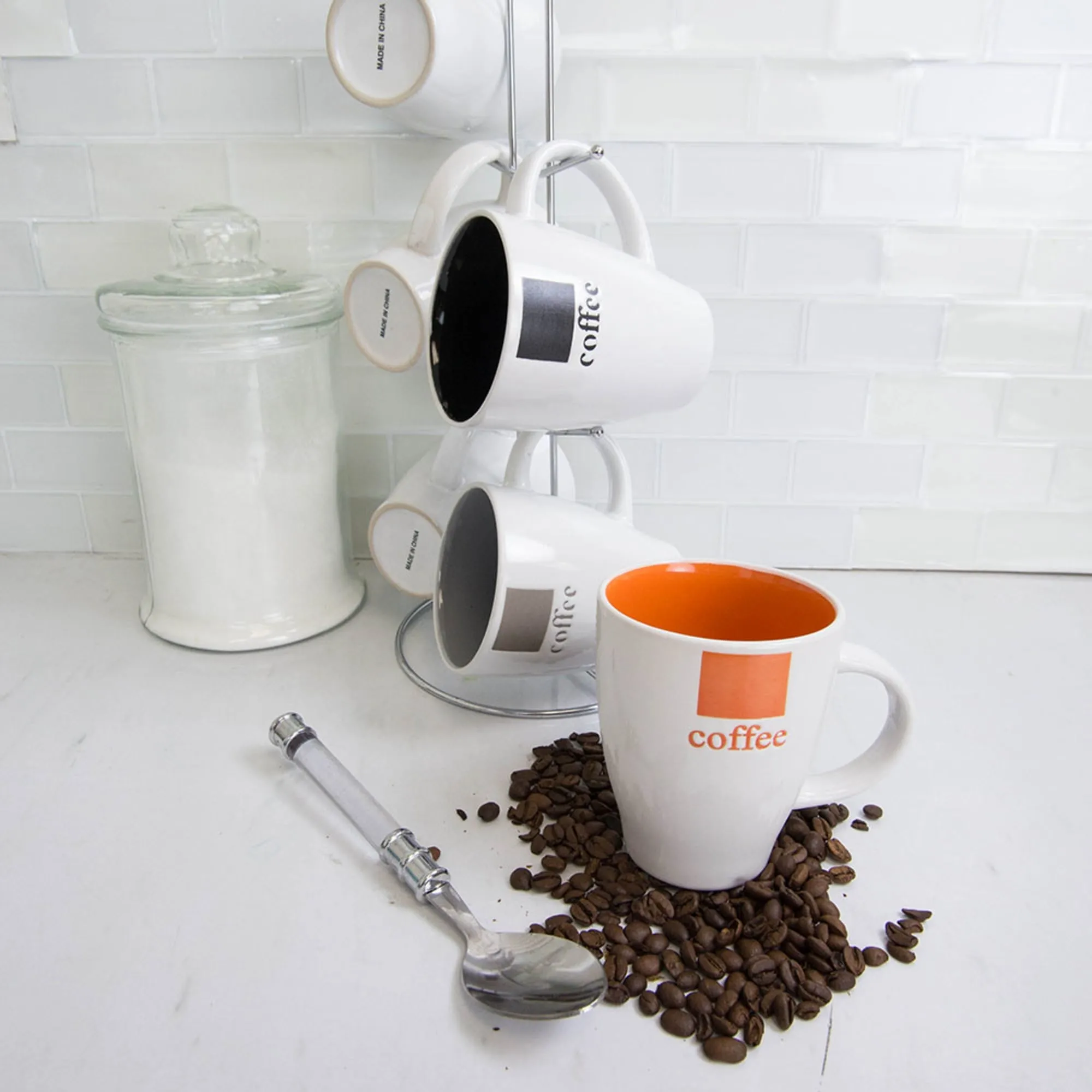 6 Piece Mug Set with Stand
