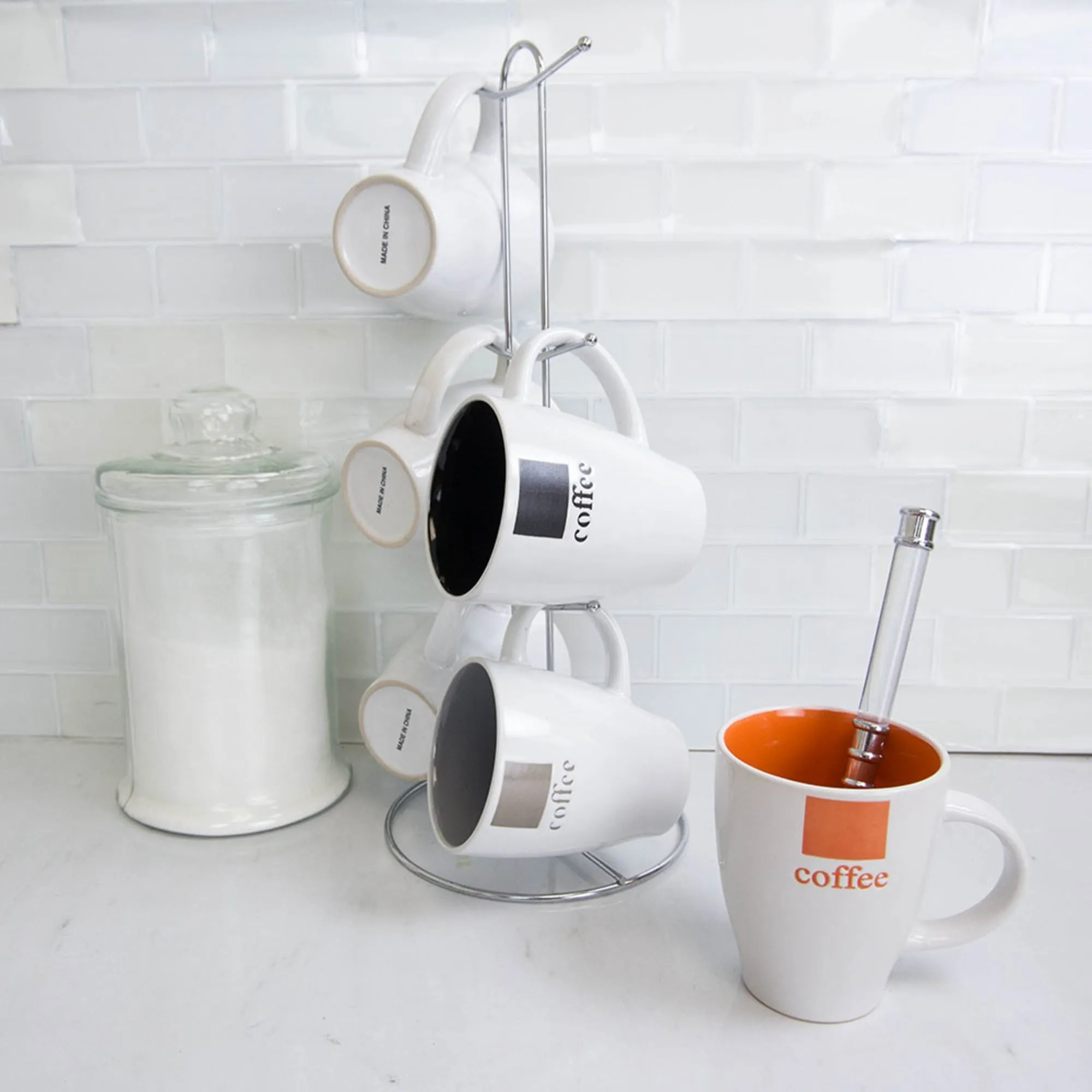 6 Piece Mug Set with Stand