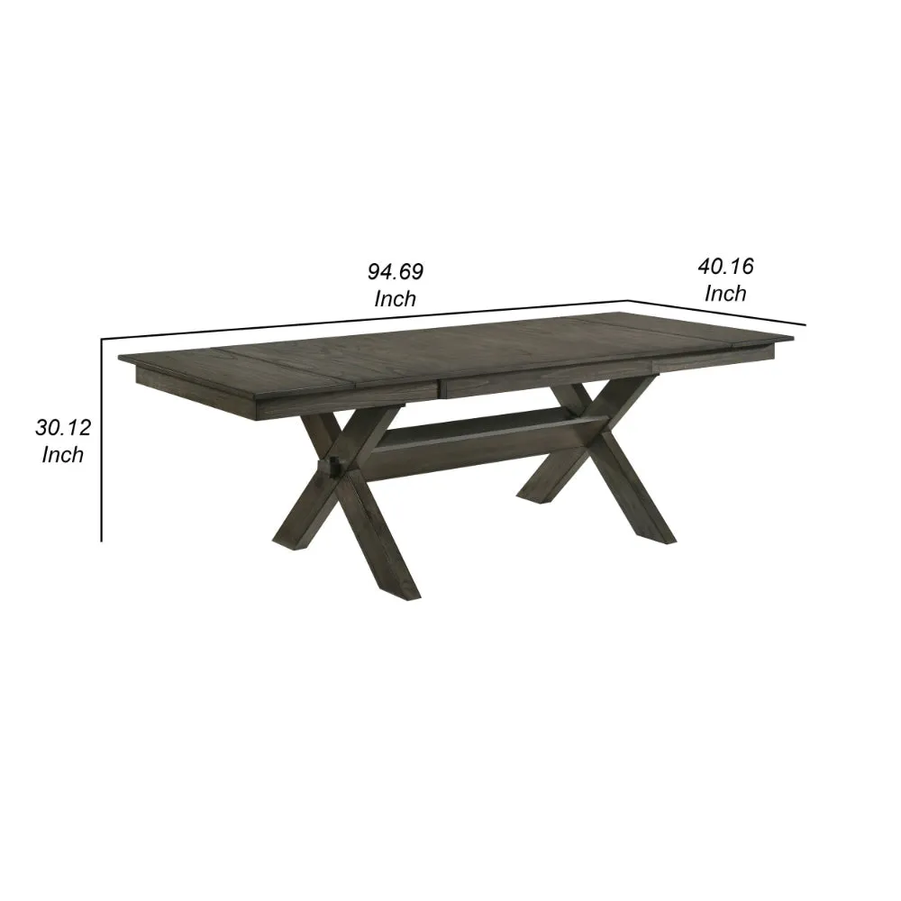 67-95 Inch Extendable Dining Table, Crossed Trestle Base, Rustic Brown By Casagear Home