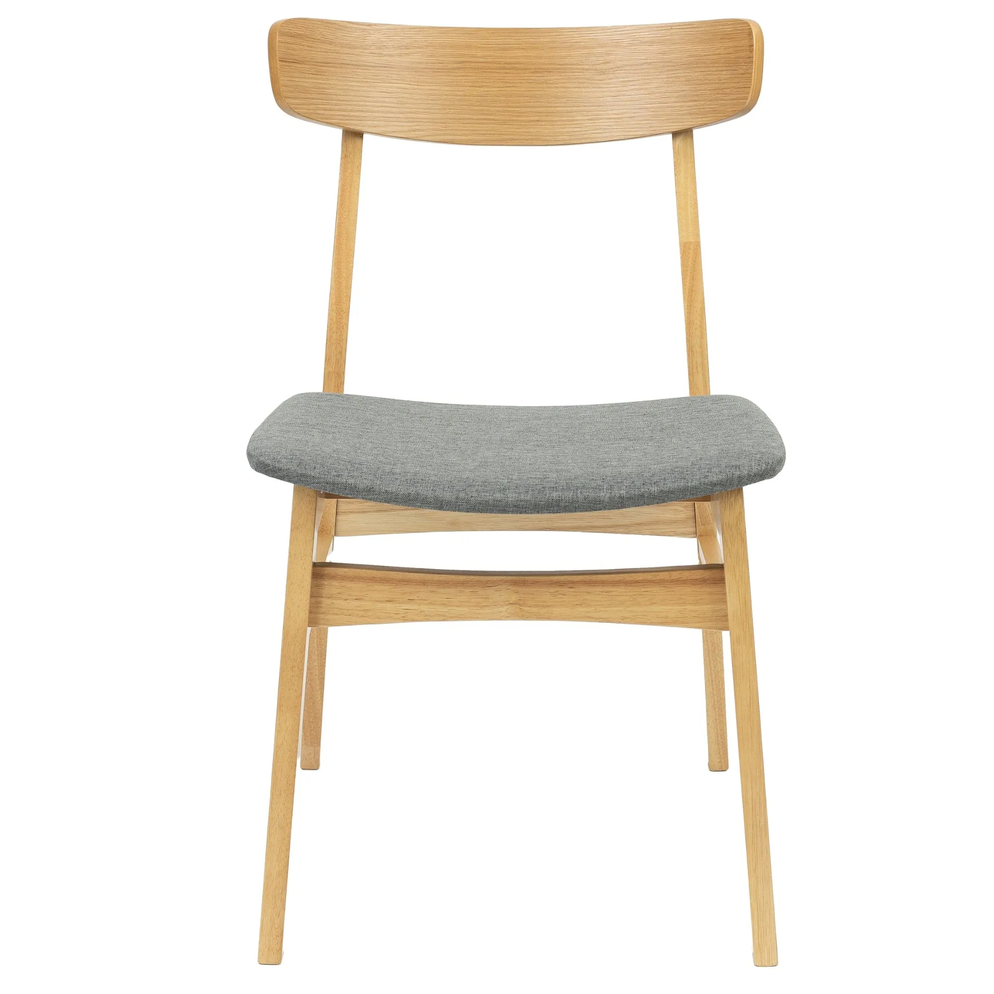 7pc Natural Oak Dining Set, Solid Wood, Fabric Chairs