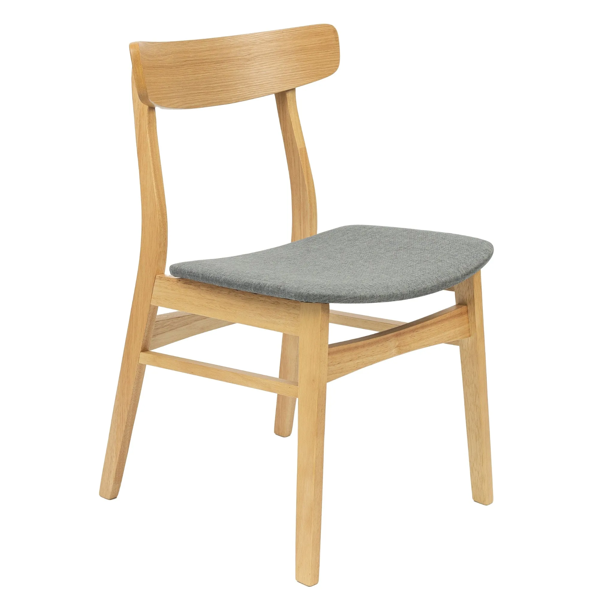 7pc Natural Oak Dining Set, Solid Wood, Fabric Chairs