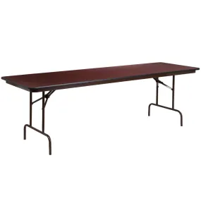 8-Foot High Pressure Mahogany Laminate Folding Banquet Table By Flash Furniture
