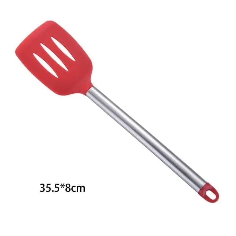 9pcs/set Stainless Steel Silicone Kitchen Utensil Set with Storage Bucket