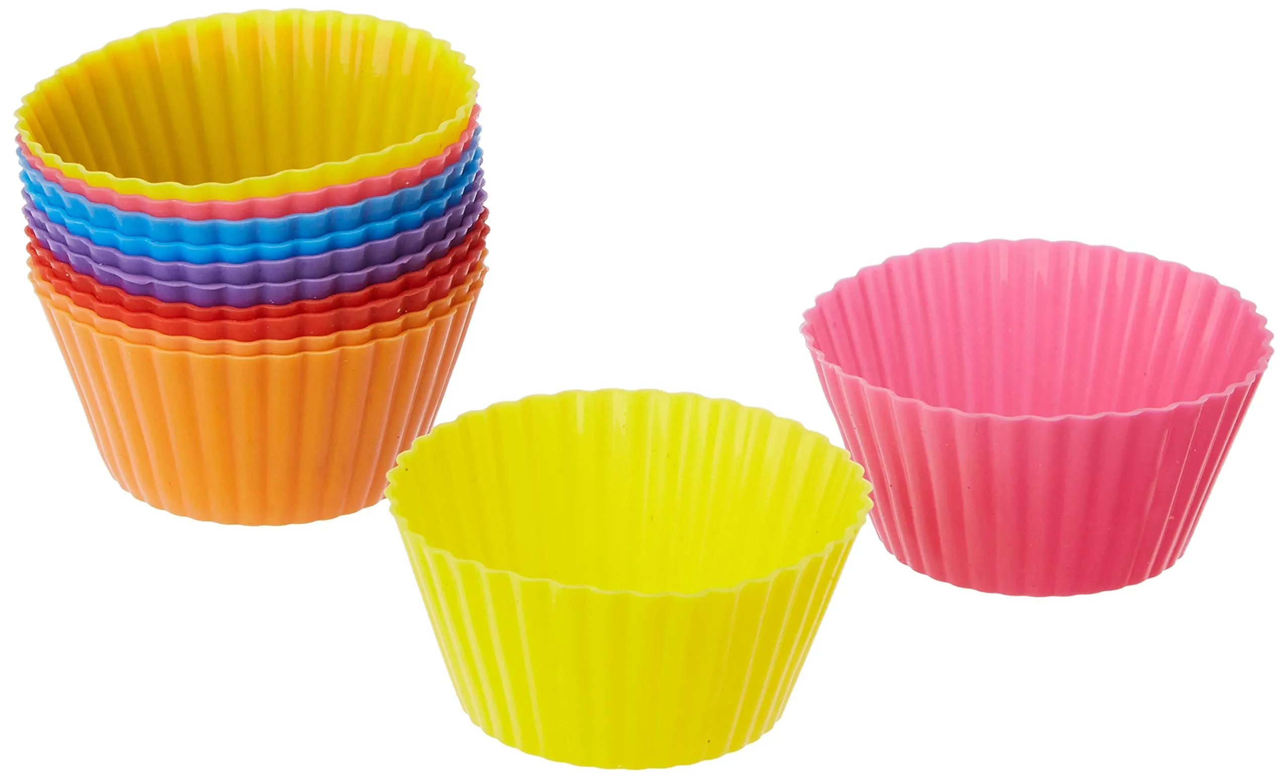 Amazon Brand - Solimo Silicone Baking Cup, Set of 12, Multicolour