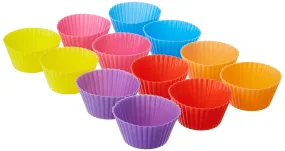 Amazon Brand - Solimo Silicone Baking Cup, Set of 12, Multicolour