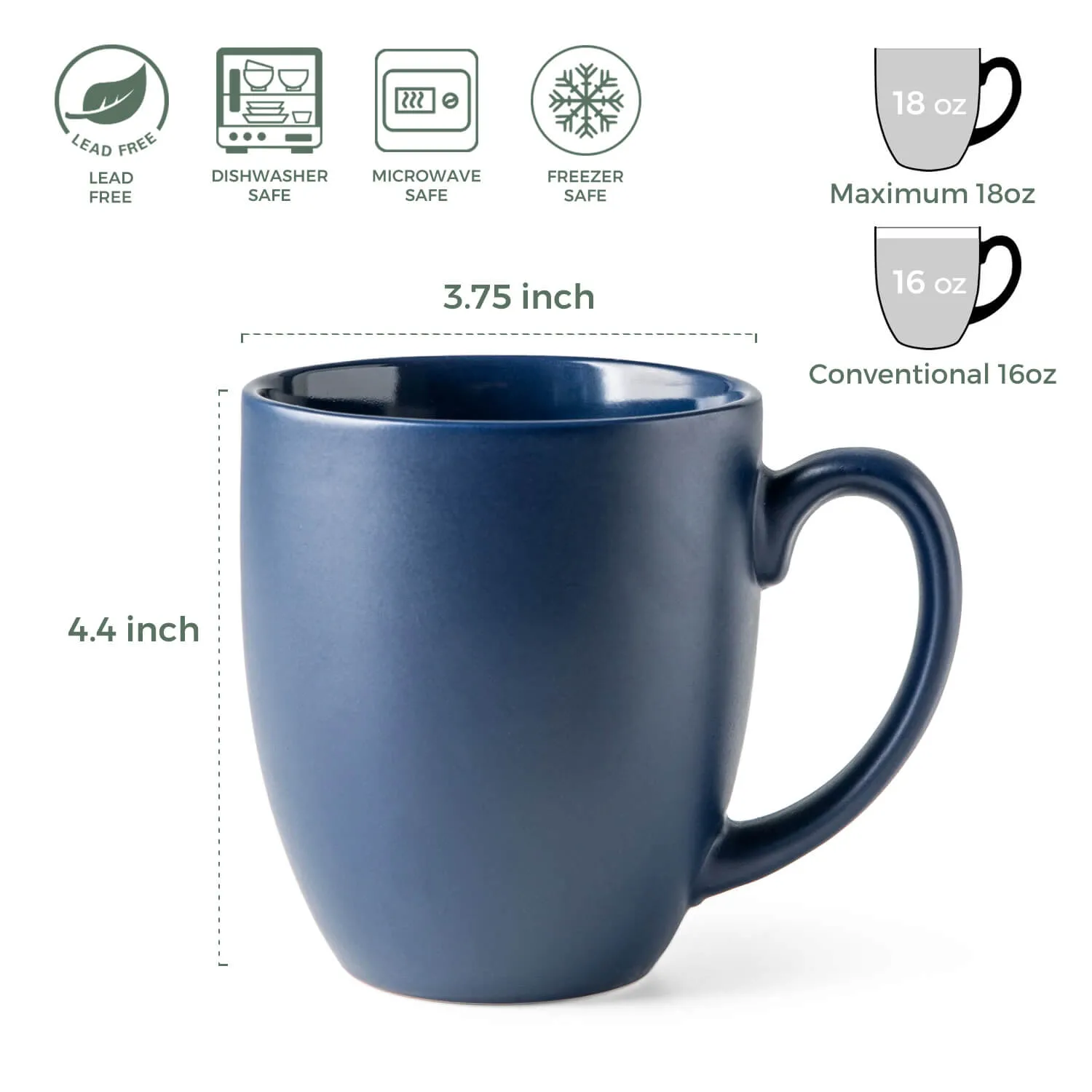 AmorArc 16oz Coffee Mugs Set of 6 - ACM001