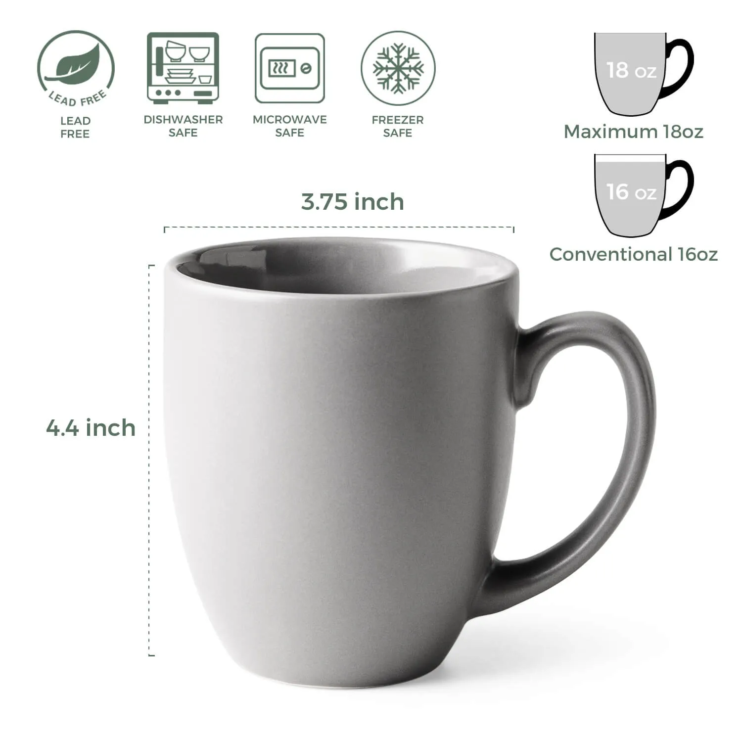 AmorArc 16oz Coffee Mugs Set of 6 - ACM001