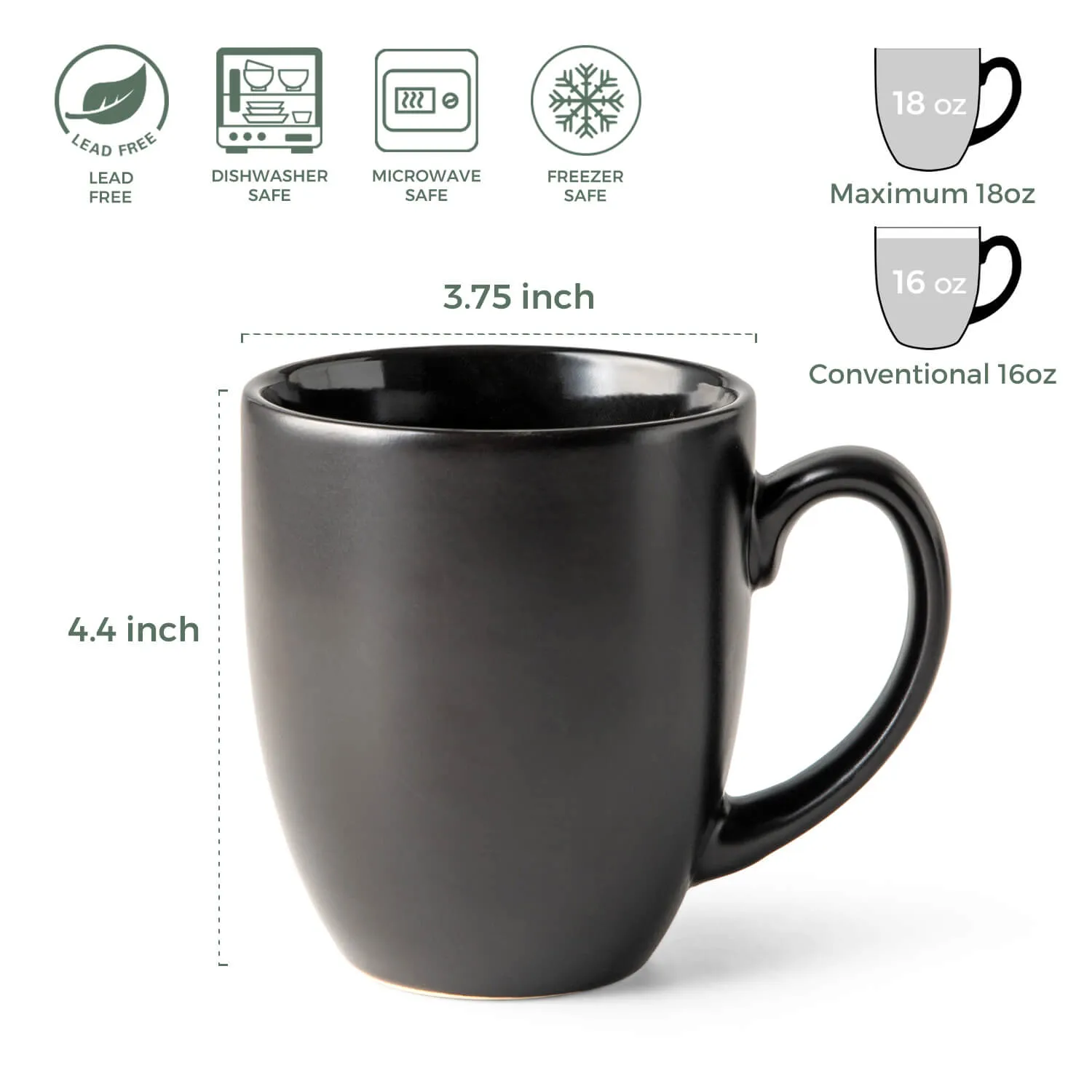 AmorArc 16oz Coffee Mugs Set of 6 - ACM001