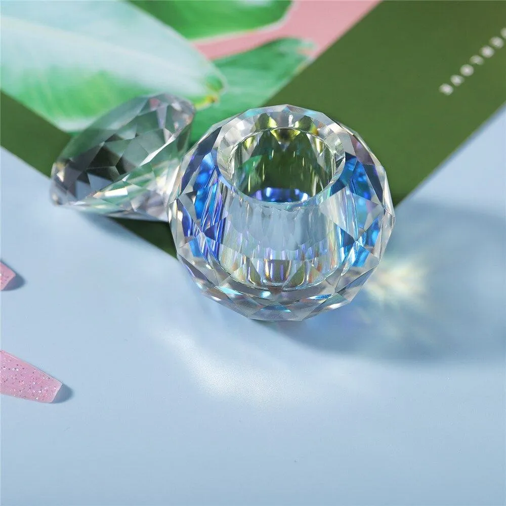 Aurora Crystal Glass Jar 10ml - Round with Diamond Lid
