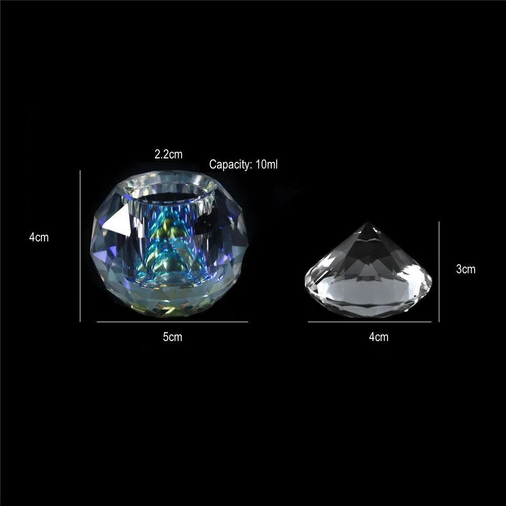 Aurora Crystal Glass Jar 10ml - Round with Diamond Lid
