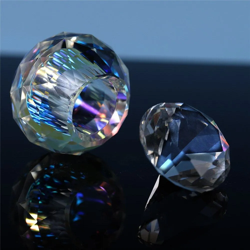 Aurora Crystal Glass Jar 10ml - Round with Diamond Lid