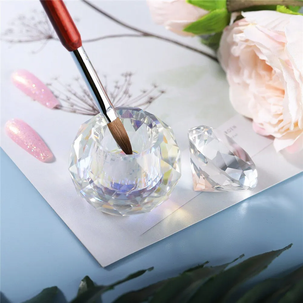Aurora Crystal Glass Jar 10ml - Round with Diamond Lid