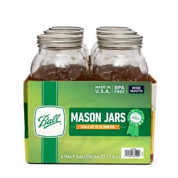 Ball: Wide Mouth Pint Glass Mason Jar with Lids and Bands