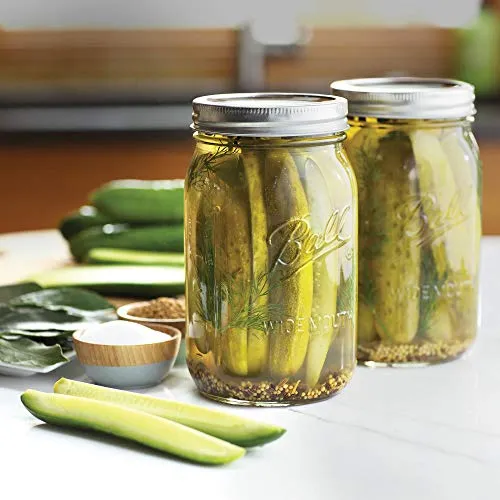 Ball: Wide Mouth Pint Glass Mason Jar with Lids and Bands