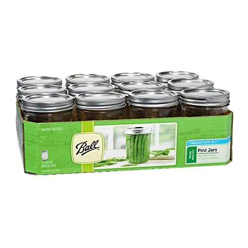 Ball: Wide Mouth Pint Glass Mason Jar with Lids and Bands