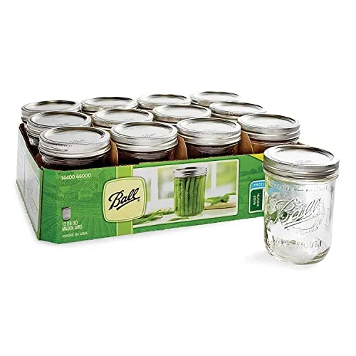 Ball: Wide Mouth Pint Glass Mason Jar with Lids and Bands