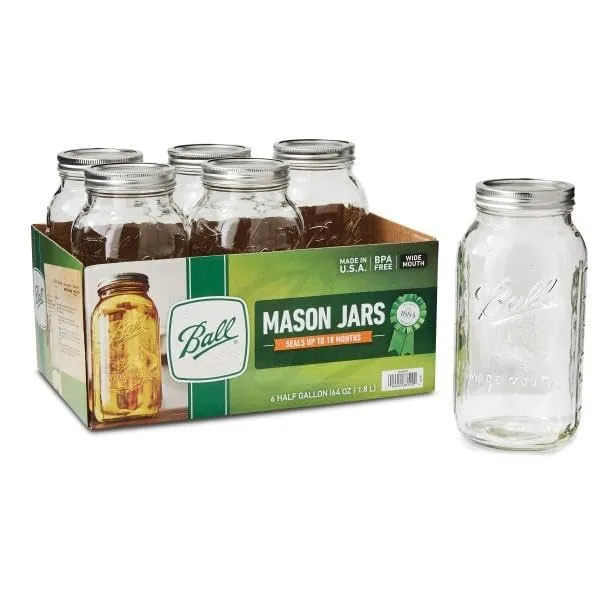 Ball: Wide Mouth Pint Glass Mason Jar with Lids and Bands