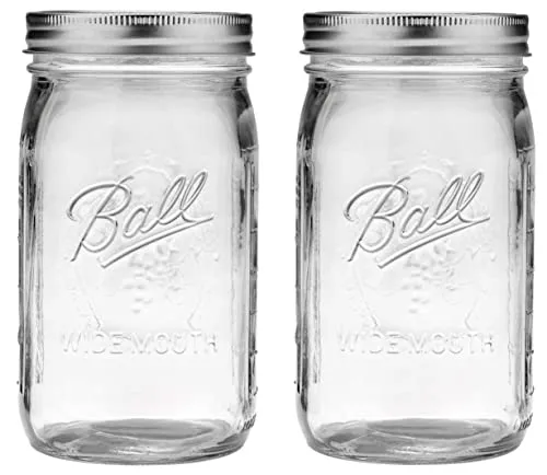 Ball: Wide Mouth Pint Glass Mason Jar with Lids and Bands