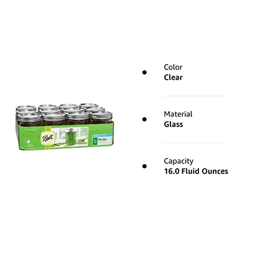 Ball: Wide Mouth Pint Glass Mason Jar with Lids and Bands