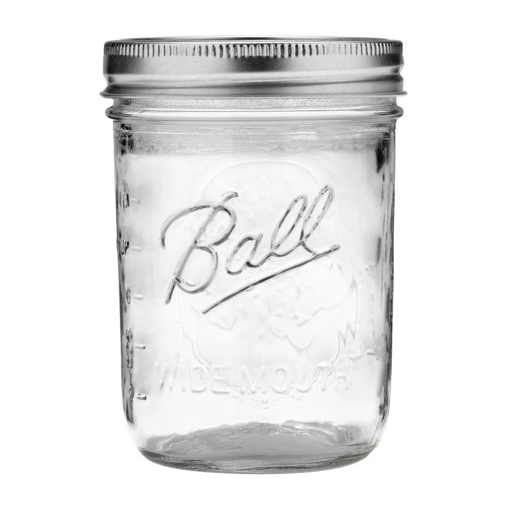 Ball: Wide Mouth Pint Glass Mason Jar with Lids and Bands