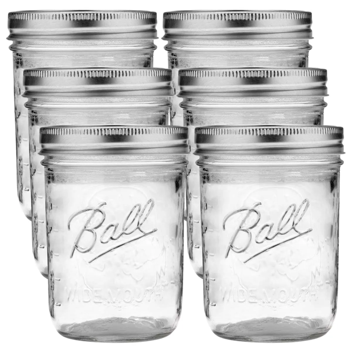 Ball: Wide Mouth Pint Glass Mason Jar with Lids and Bands
