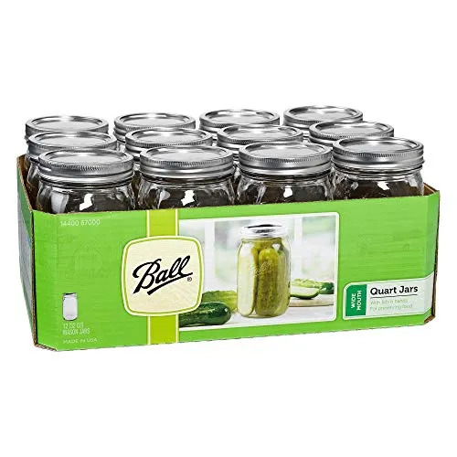 Ball: Wide Mouth Pint Glass Mason Jar with Lids and Bands