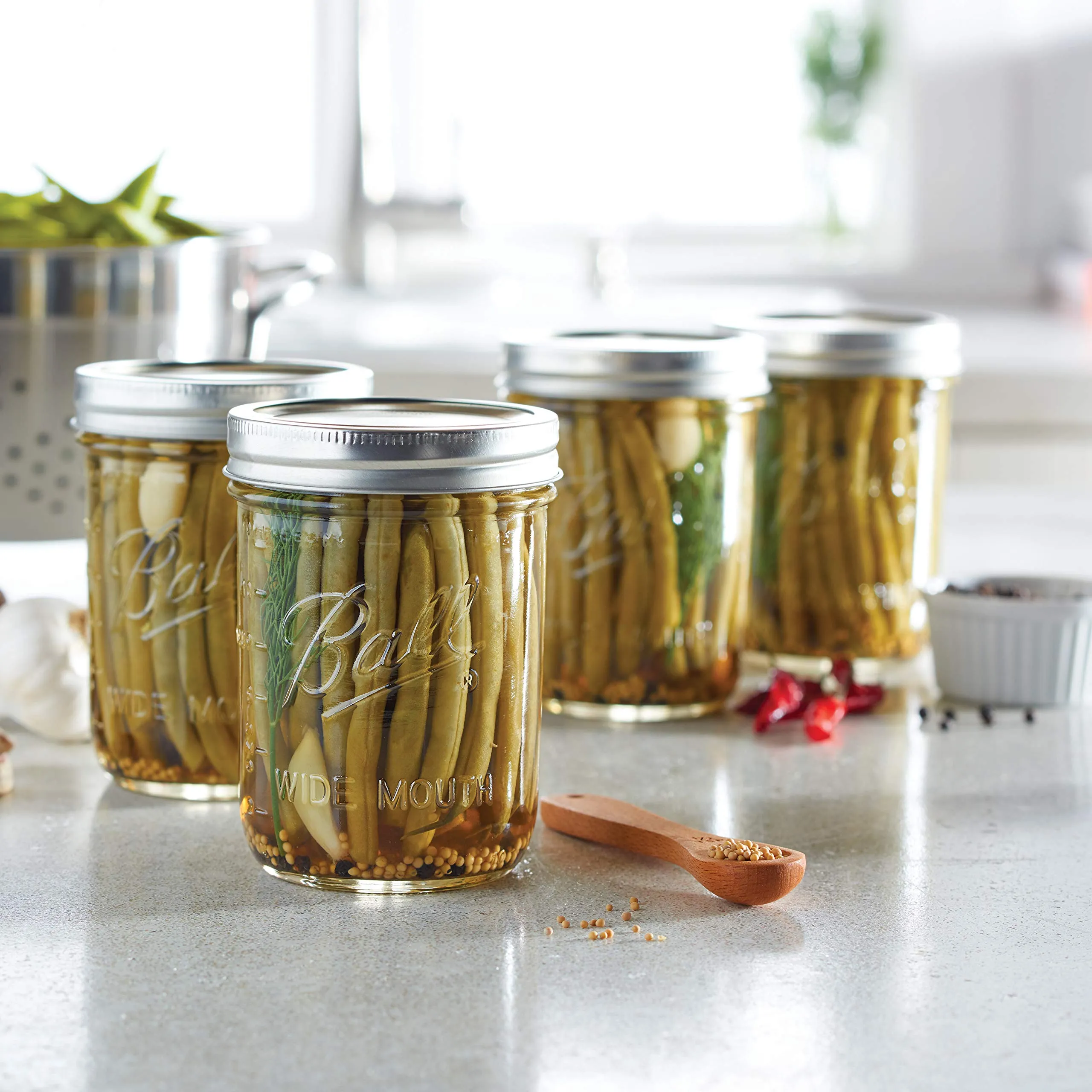 Ball: Wide Mouth Pint Glass Mason Jar with Lids and Bands