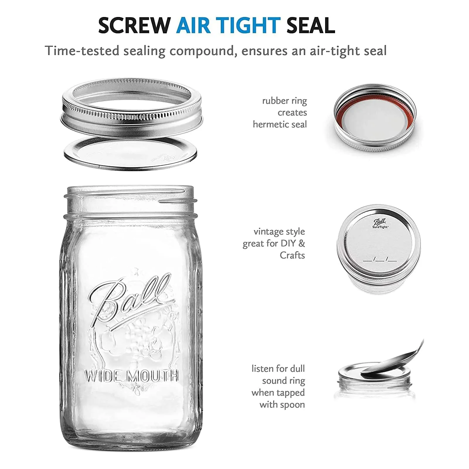 Ball: Wide Mouth Pint Glass Mason Jar with Lids and Bands