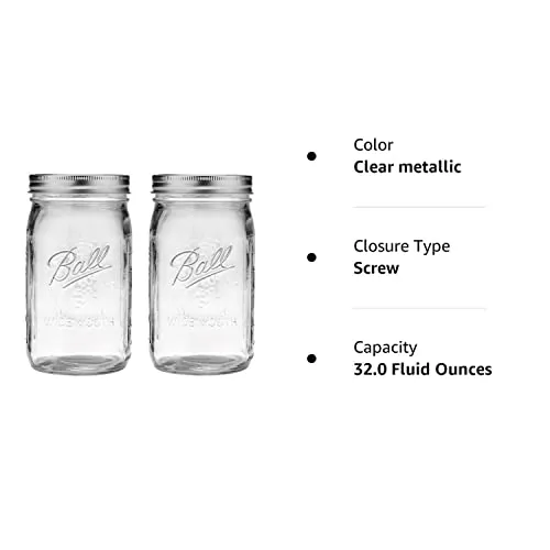 Ball: Wide Mouth Pint Glass Mason Jar with Lids and Bands