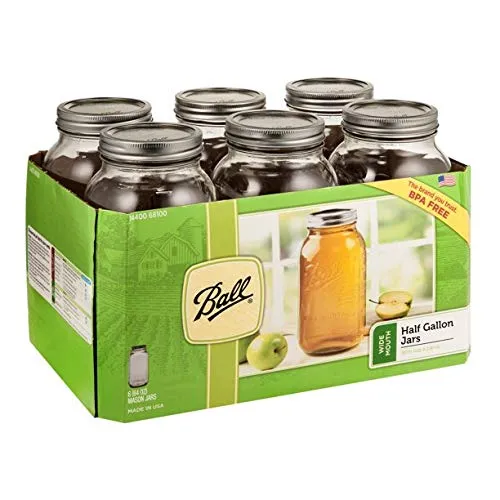 Ball: Wide Mouth Pint Glass Mason Jar with Lids and Bands
