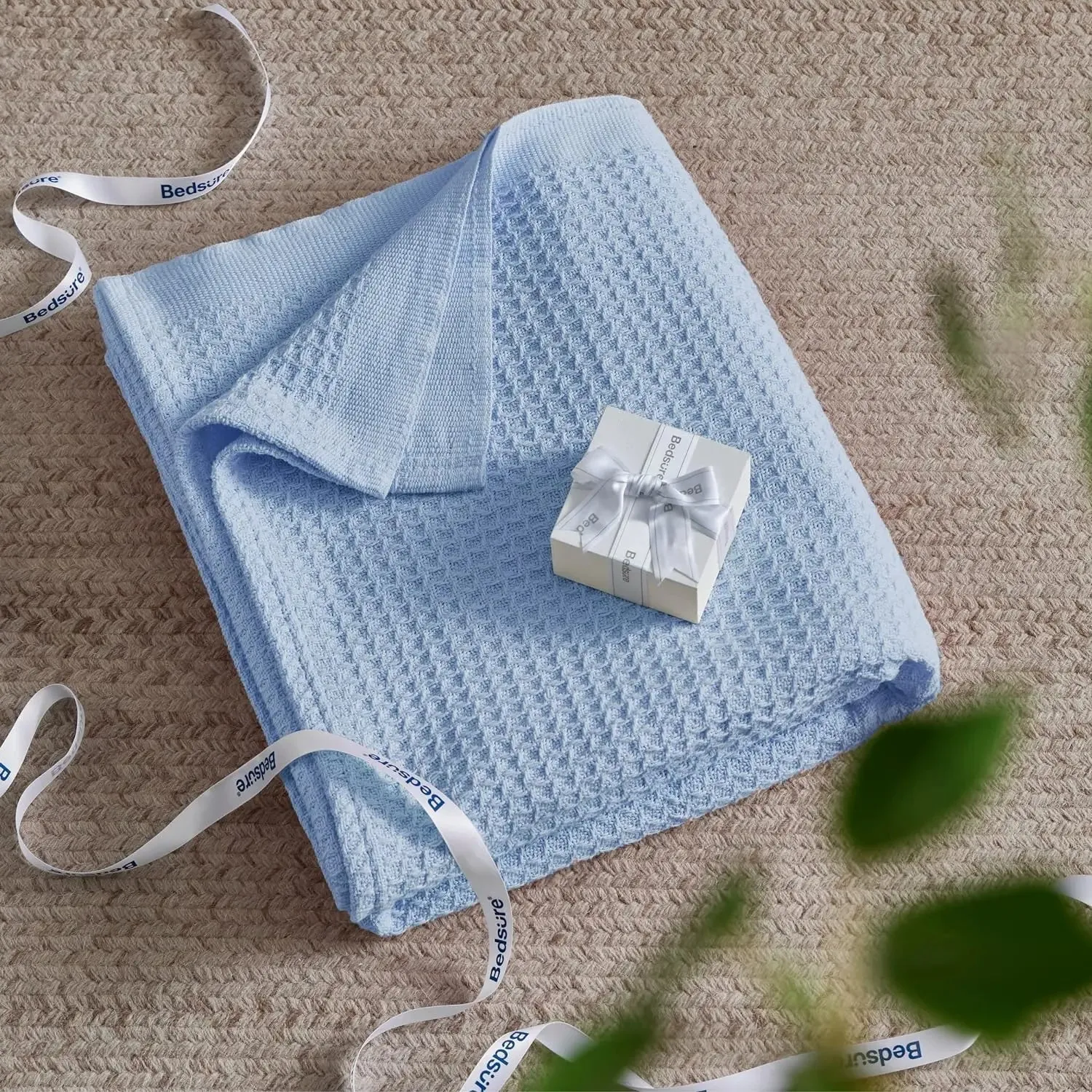 Bedsure 100% Cotton Waffle Weave Lightweight Blanket