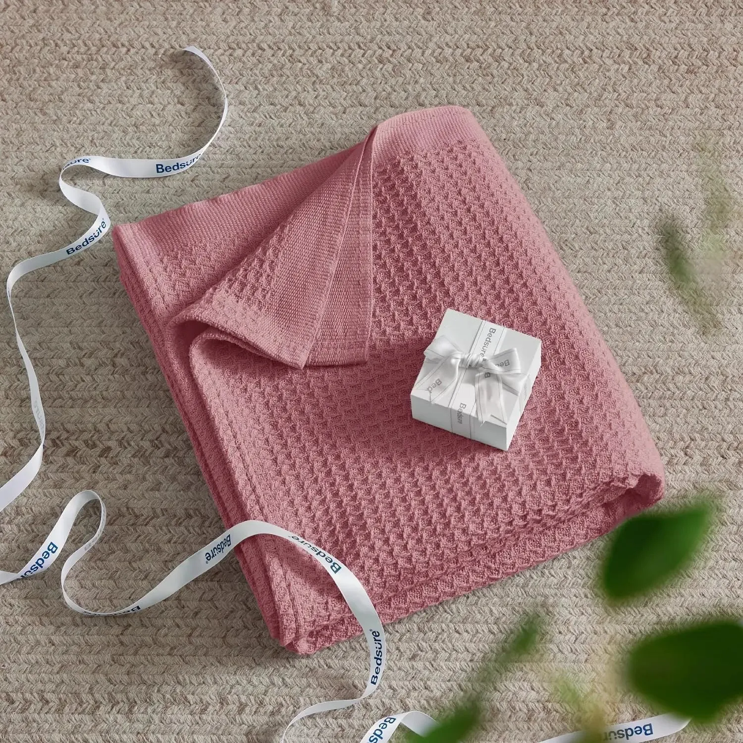 Bedsure 100% Cotton Waffle Weave Lightweight Blanket